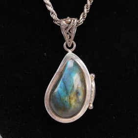 Labradorite Pendant Necklace 925 Silver