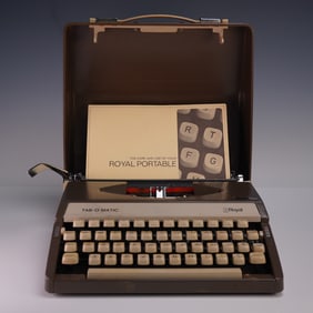 Royal Tab-O-Matic Portable Typewriter with Case and Manual