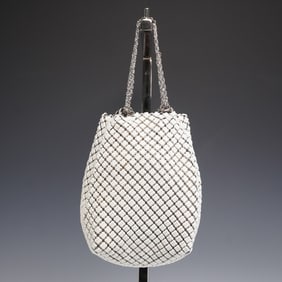 Whiting & Davis White Enamel Mesh Evening Bag