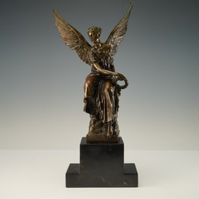 After Auguste Moreau, "Athena Triumphing Over the Dragon" Patinated Bronze