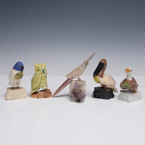 5pc Hand Crafted Peruvian Stone Bird Figurines