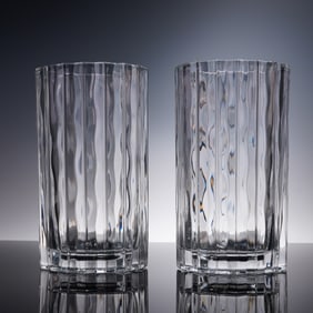 2pc Marquis by Waterford Crystal Wavy Vases