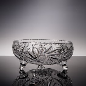 Large American Brilliant Cut Glass Footed Bowl