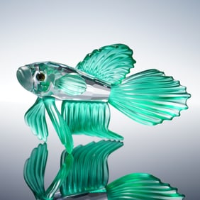 Swarovski Crystal Figurine, Siamese Fighting Fish Green 261259