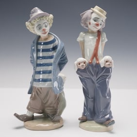2pc Lladro Porcelain Figurines, Little Traveler 7602 & Little Pals 7600