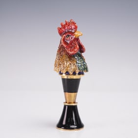 Jay Strongwater Rooster Figural Bottle Stopper with Box