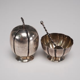 3pc Sterling Silver Salt Cellar, Spoon & Pepper Shaker