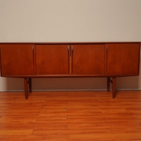 Mid-Century Teak Cabinet with Sliding Doors