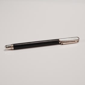 Classicus Plus Black Leather and Silver Tone Rollerball Pen