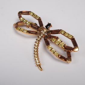 Retro Glamour Rhinestone Dragonfly Brooch