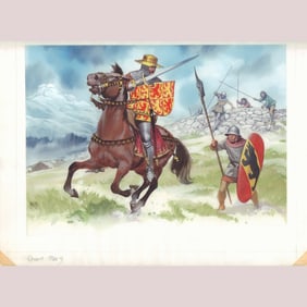 Angus McBride Original Gouache on Board Pictish Pursuit in Dalriada, Signed