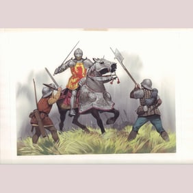 Angus McBride Original Gouache on Board, Death of King James IV, Signed