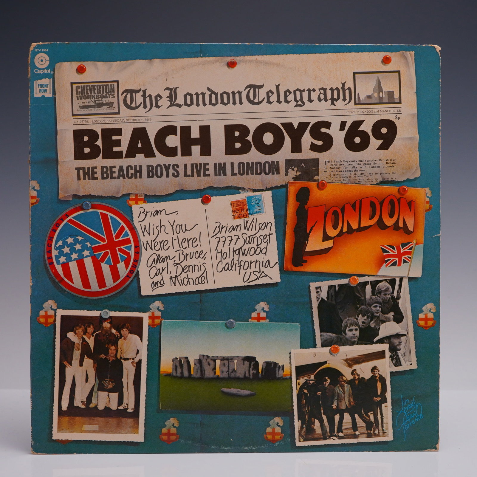 The Beach Boys LP Record - Beach Boys '69: Live in London: Beach Boys '69: Live in London, Capitol Records/Front Row release (ST-11584), recorded in England in 1969. Includes live performances of iconic tracks such as "California Girls," "Sloop John B," "God 