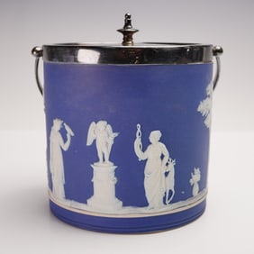 Wedgwood Blue Jasperware Biscuit Barrel