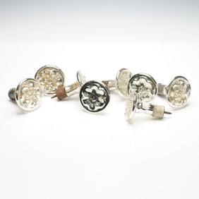 8pc Mercury Glass Floral Curtain Tiebacks