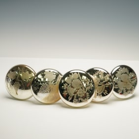 5pc Mercury Glass Grape and Floral Motif Curtain Tie Backs