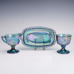 Indiana Harvest Grape Iridescent Blue Creamer Set