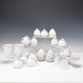 19pc Lladro Porcelain Bells, Eggs and Cups