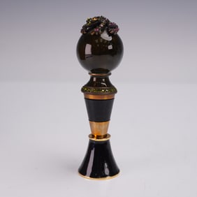 Jay Strongwater Enamel and Crystal Wine Bottle Stopper, Frog