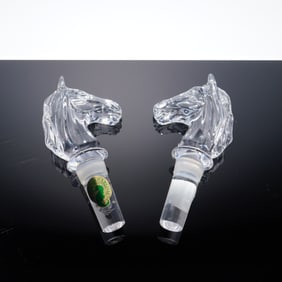 Pair of Waterford Crystal Bottle Stoppers, Horse Head Design