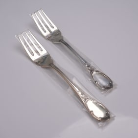 2pc Buccellati Sterling Silver Fish/Salad Forks, Monte Mario Pattern