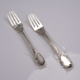 2pc Buccellati Sterling Silver Fish/Salad Forks, Monte Mario Pattern