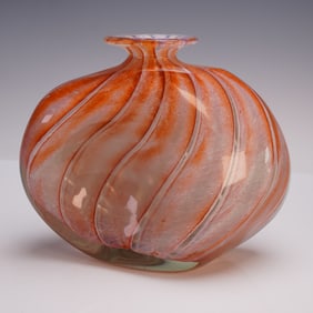 Michele Luzoro French Art Glass Swirl Vase