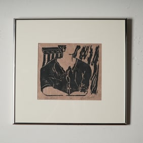 Tena Cottle, Original Woodcut on Paper, The Dress, Signed