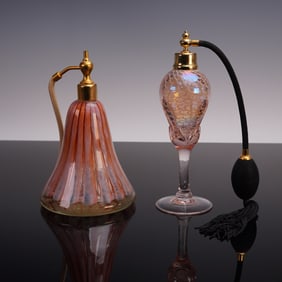 2pc Glass Perfume Bottles Michele Luzoro & Unmarked