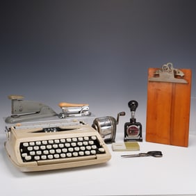 8pc Vintage Office Set with Sears Scout Typewriter