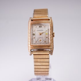 Bulova 10K RGP Rectangular Men's Watch w/ Expansion Band