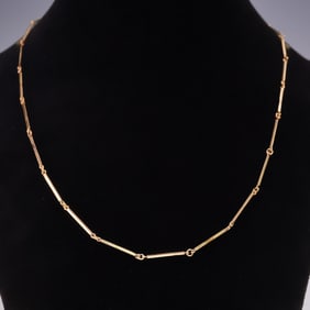 8k Gold Bar-Link Necklace