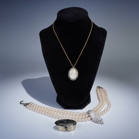 3pc Jewelry and Trinket Lot, Including Carolee Necklace and Alpaca Mexico B