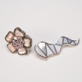 925 Sterling Pendant and Ring Set with Mother of Pearl
