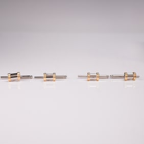 4pc 14K Gold and Sterling Silver Cuff Links