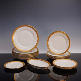 14pc Theodore Haviland Limoges France Gold Encrusted Porcelain Dinnerware