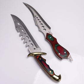 2pc Fixed Blade Bowie Knives, Frost Cutlery and Rostfrei