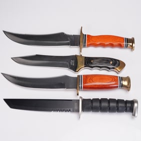 4pc Group of Hunting Knives with Sheaths and Original Boxes