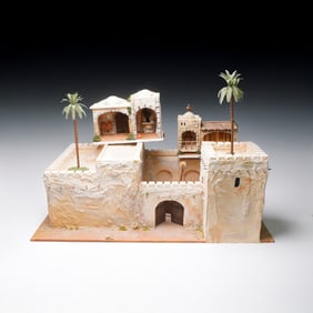 Handmade Diorama of a Middle Eastern or North African Courtyard Fortress