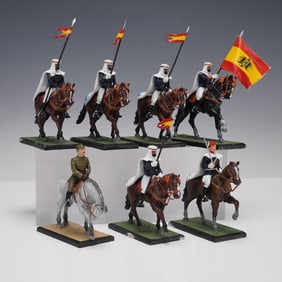 7pc Mounted Spanish Regulares Cavalry Toy Soldier Set