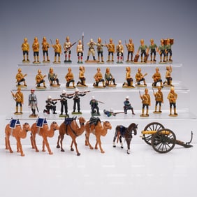 40pc Cast Metal Toy Soldiers Camels & Cannon Lot