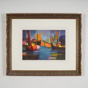 Marcel Mouly, Limited Edition Lithograph on Paper, Marine Le Soir, Signed