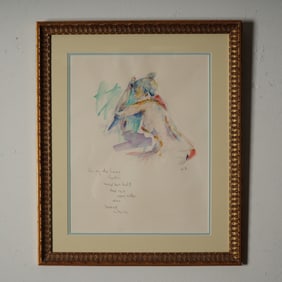 Wayne Ensrud, Watercolor & Pencil on Paper, Embrace, Signed w/ Dedication