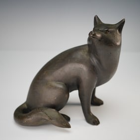 Bronze Fox Figurine, Seated Pose