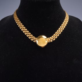 Monet Gold Tone Collar Necklace w/ Prym Clasp