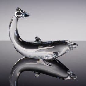 Baccarat Crystal Dolphin Figurine, Tail Up