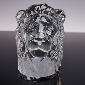 Baccarat Crystal Lion Head Sculpture