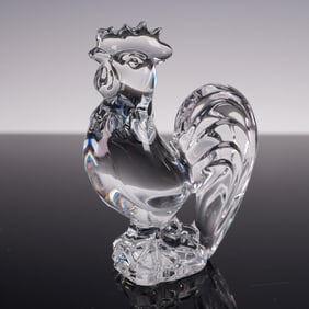 Baccarat Zodiac Collection Crystal Figurine, Clear Rooster with Box