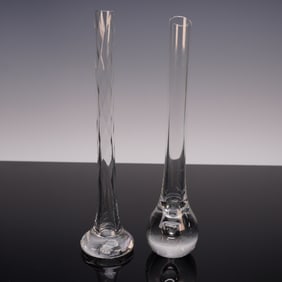 Mats Jonasson Glass Vases Sweden, Etched Base