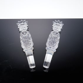 2pc Waterford Crystal Pineapple Bottle Stoppers with Boxes